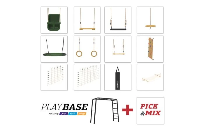 BERG Playbase Medium Met Houten Schommel En Trapeze 7 BERG Playbase Medium Met Houten Schommel En Trapeze - Afbeelding 7